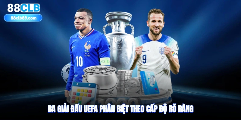Ba giải đấu UEFA phân biệt theo cấp độ rõ ràng